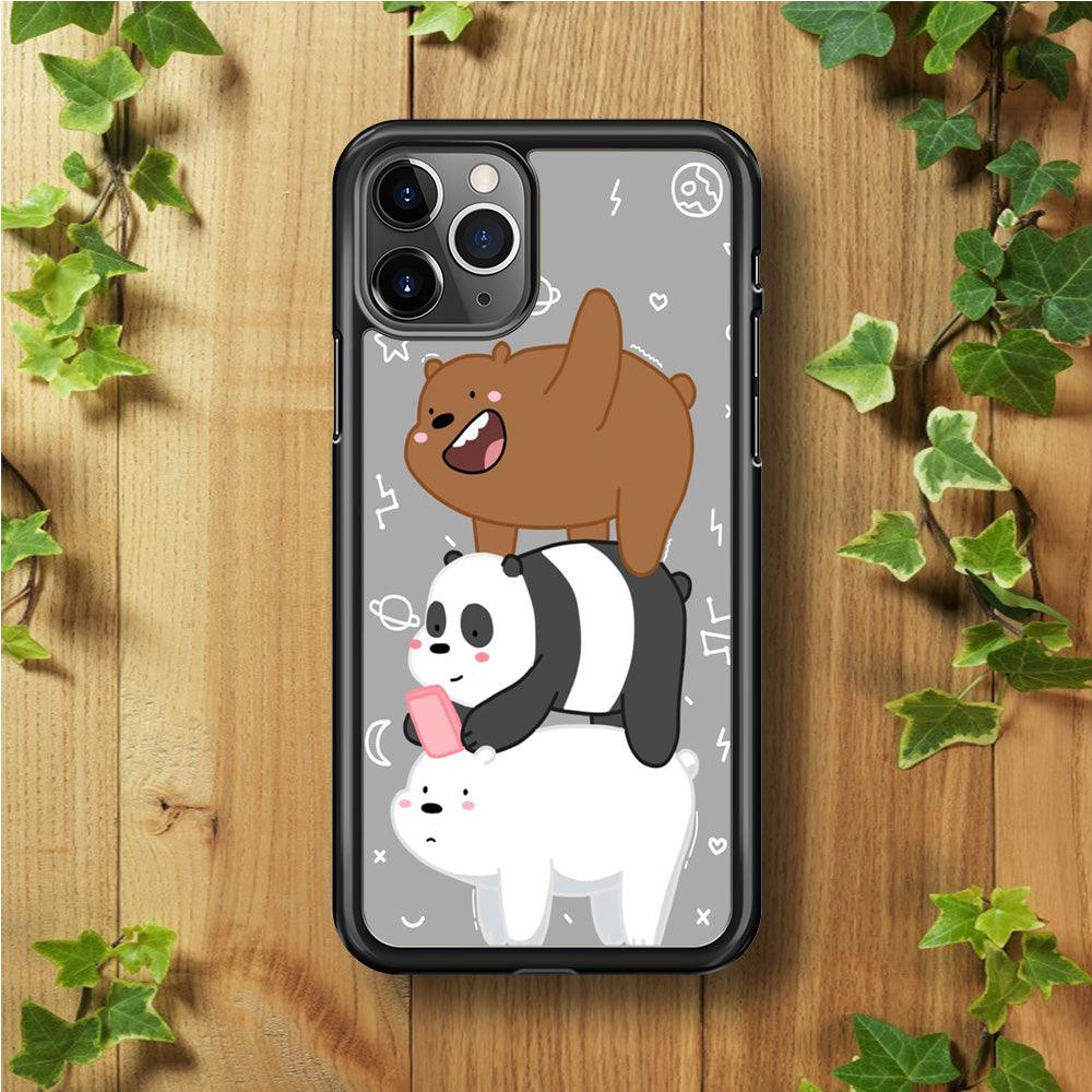We Bare Bear Overlap iPhone 11 Pro Max Case-Rubber / Black (2D Case)-Xtracase