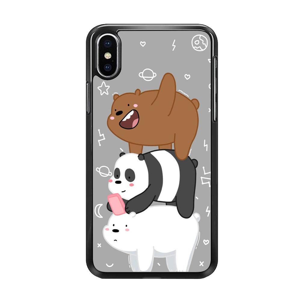 We Bare Bear Overlap iPhone Xs Case-Rubber / Black (2D Case)-Xtracase