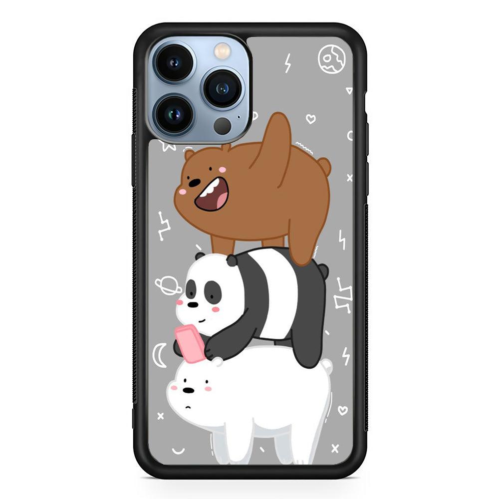 We Bare Bear Overlap iPhone 13 Pro Case-Rubber / Black (2D Case)-Xtracase