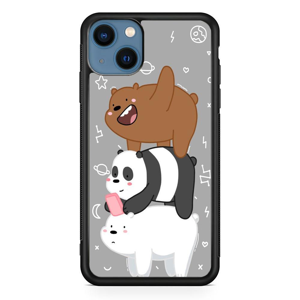 We Bare Bear Overlap iPhone 13 Case-Rubber / Black (2D Case)-Xtracase