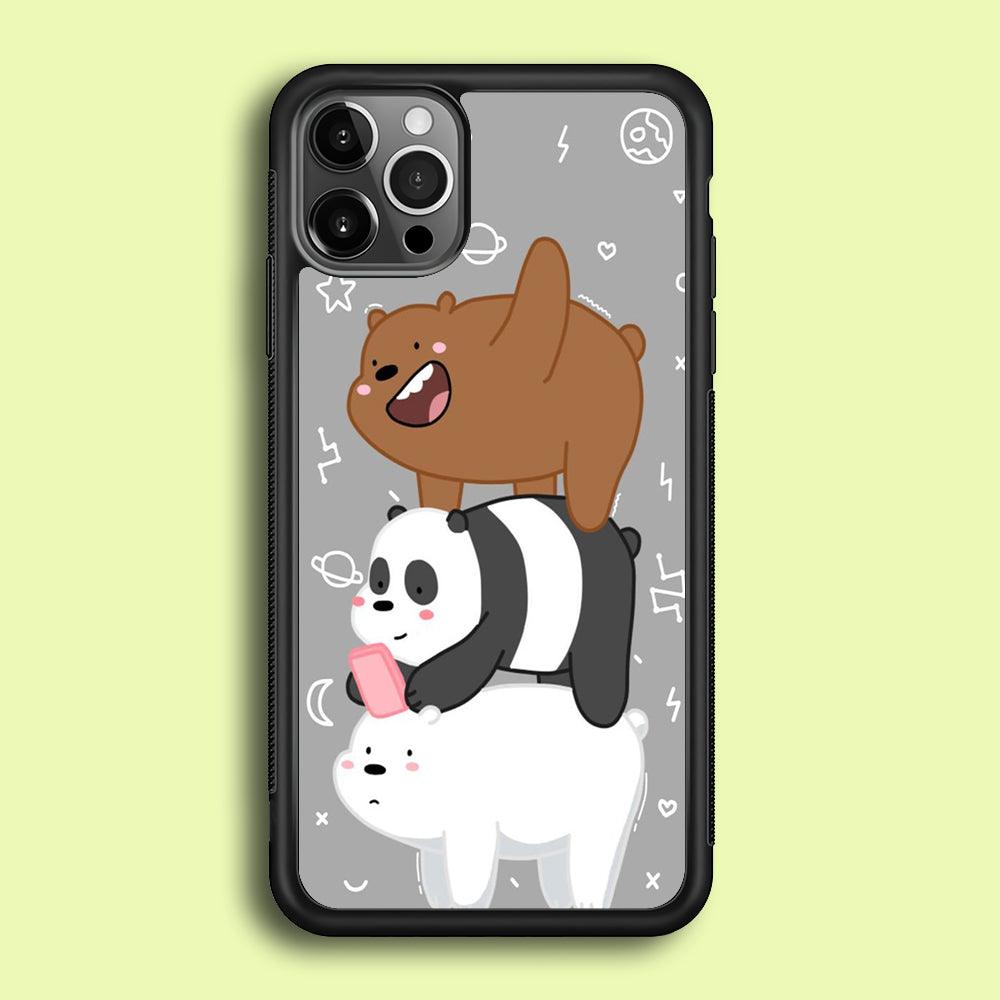 We Bare Bear Overlap iPhone 12 Pro Case-Rubber / Black (2D Case)-Xtracase
