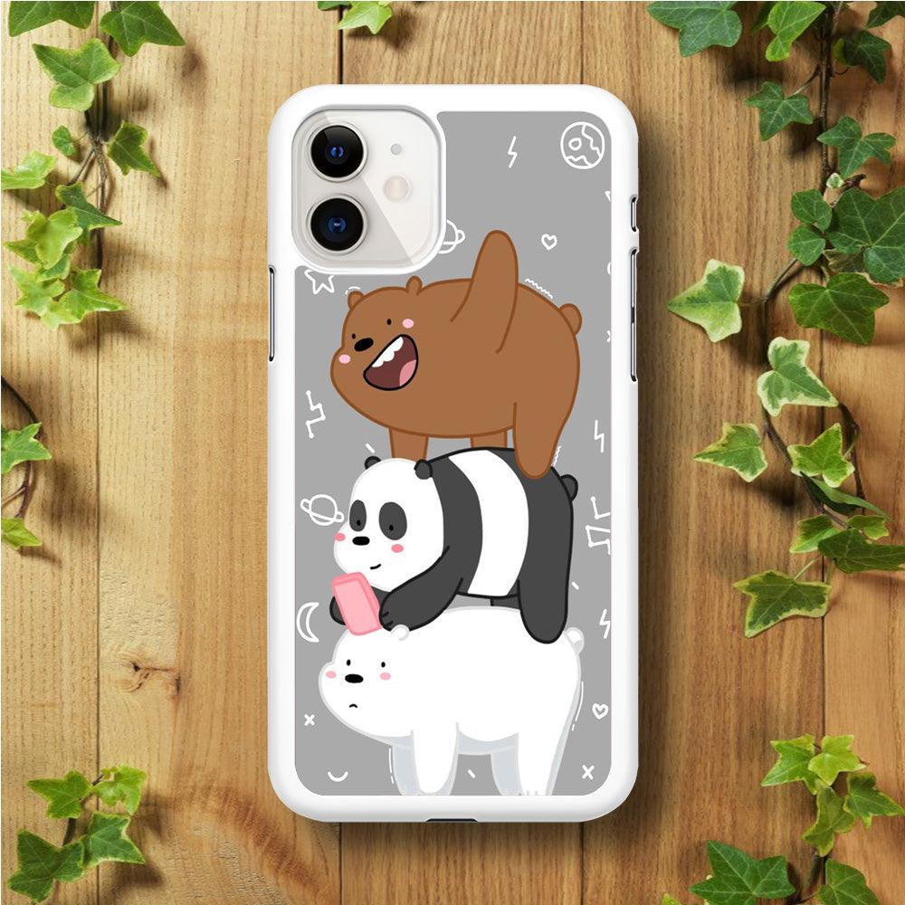 We Bare Bear Overlap iPhone 11 Case-Rubber / White (2D Case)-Xtracase