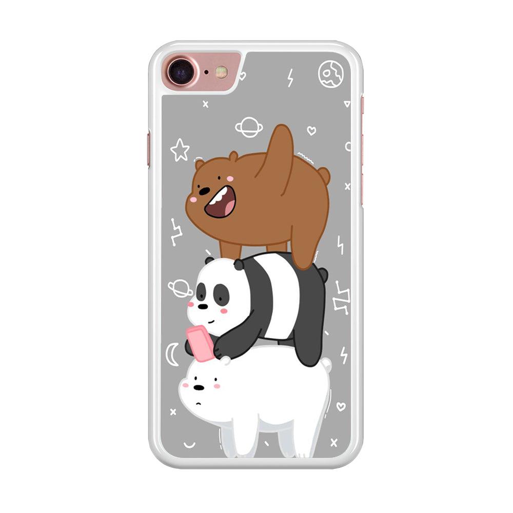 We Bare Bear Overlap iPhone SE 2020 Case-Rubber / White (2D Case)-Xtracase
