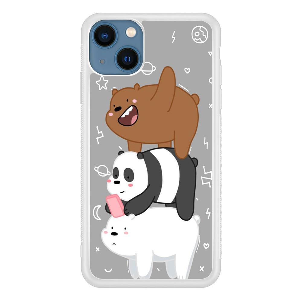 We Bare Bear Overlap iPhone 13 Case-Rubber / White (2D Case)-Xtracase