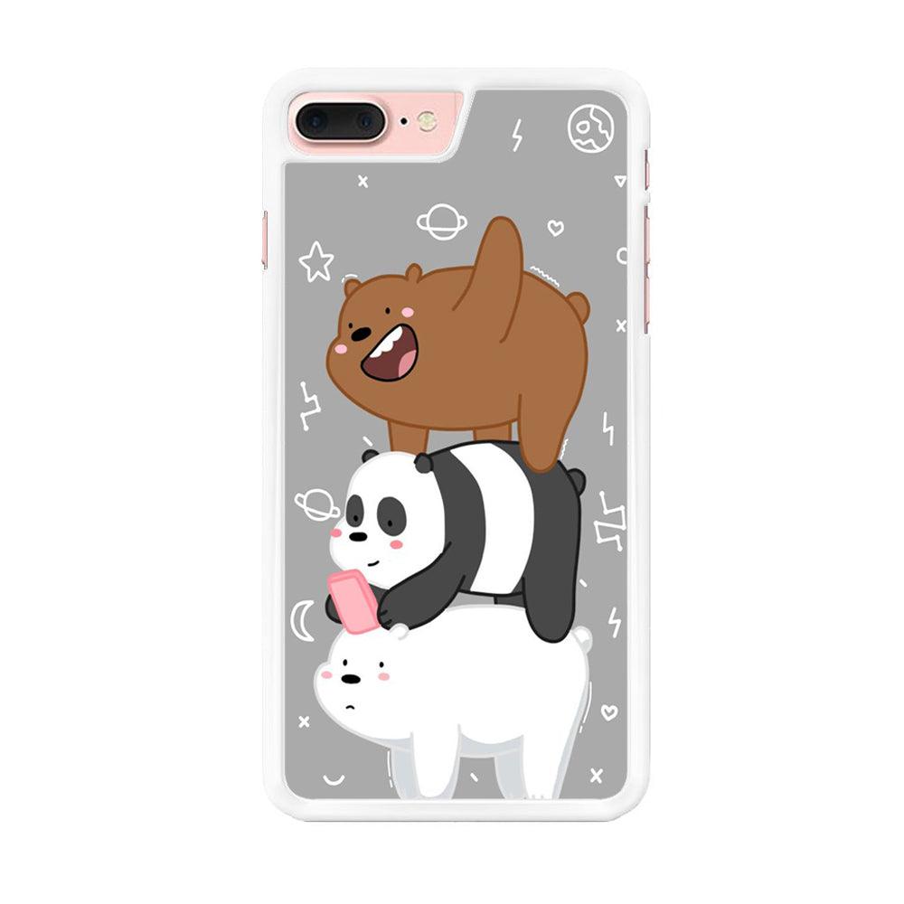 We Bare Bear Overlap iPhone 7 Plus Case-Rubber / White (2D Case)-Xtracase
