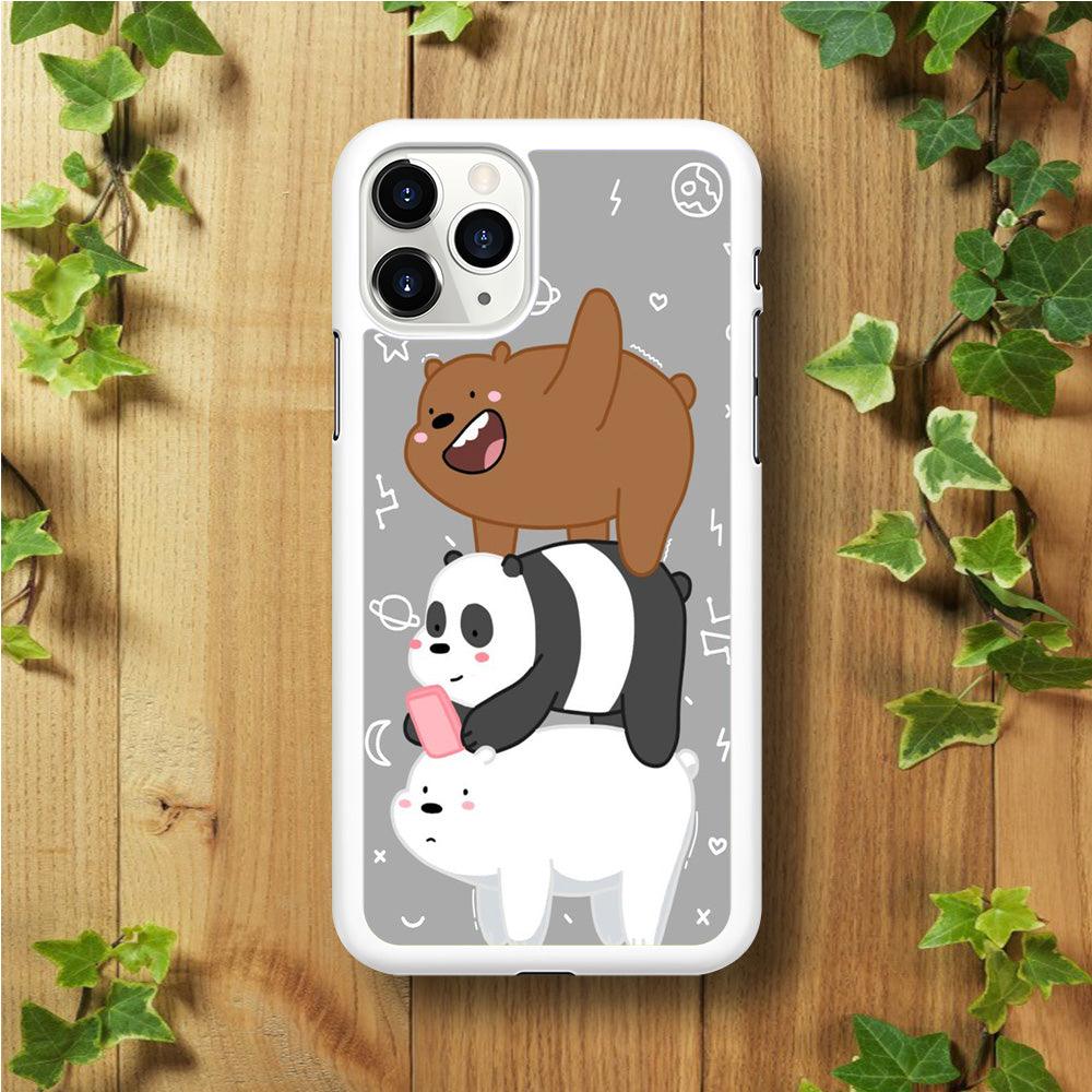 We Bare Bear Overlap iPhone 11 Pro Max Case-Rubber / White (2D Case)-Xtracase