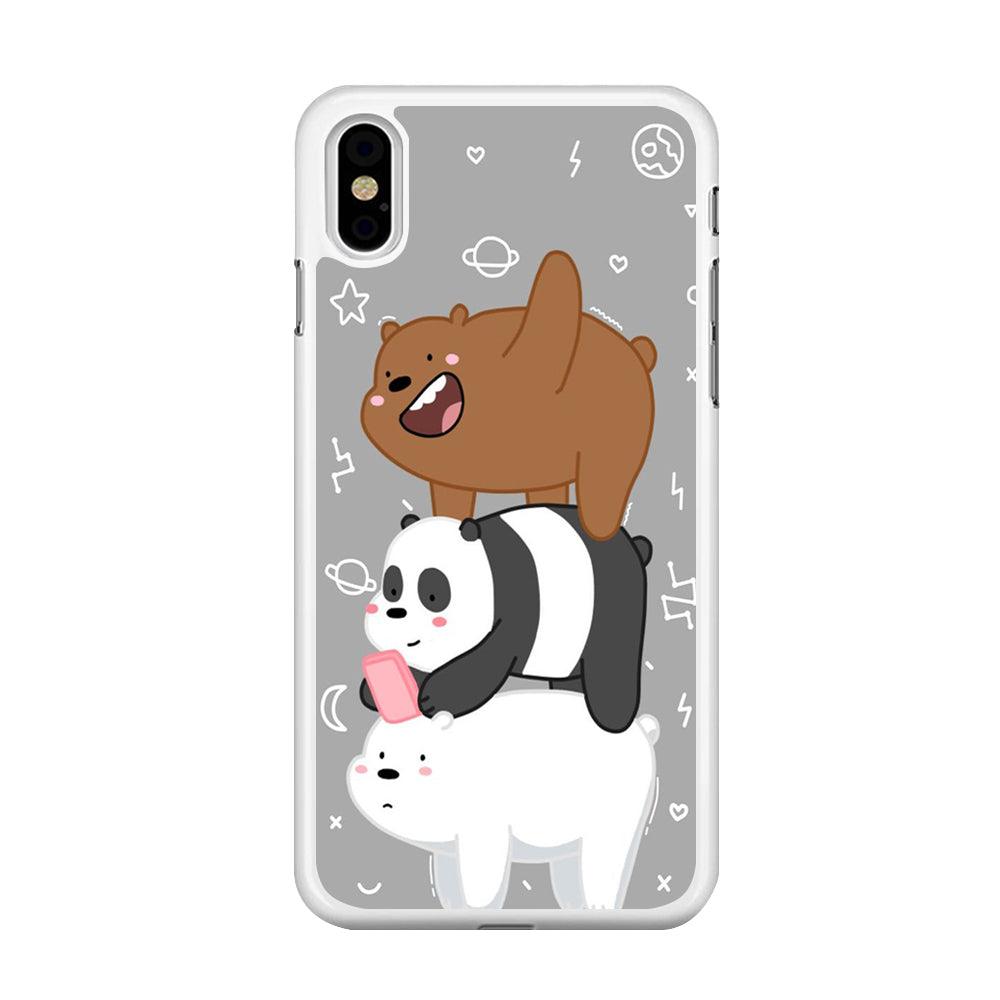 We Bare Bear Overlap iPhone Xs Case-Rubber / White (2D Case)-Xtracase