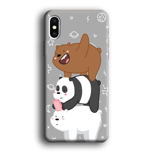 We Bare Bear Overlap iPhone Xs Case-Plastic / Full Wrap (3D Case)-Xtracase