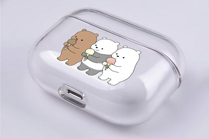 We Bare Bears Eat Ice Cream Hard Plastic Protective Clear Case Cover For Apple Airpod Pro