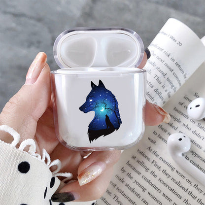 Wolf Silhouette Hard Plastic Protective Clear Case Cover For Apple Airpods