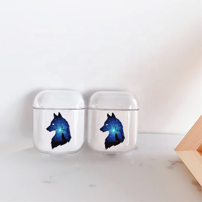 Wolf Silhouette Hard Plastic Protective Clear Case Cover For Apple Airpods