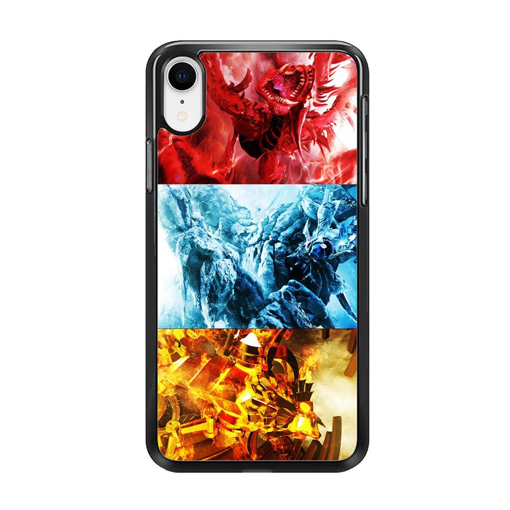 Yu-Gi-Oh 3 Egyptian Gods iPhone XR Case-Rubber / Black (2D Case)-Xtracase