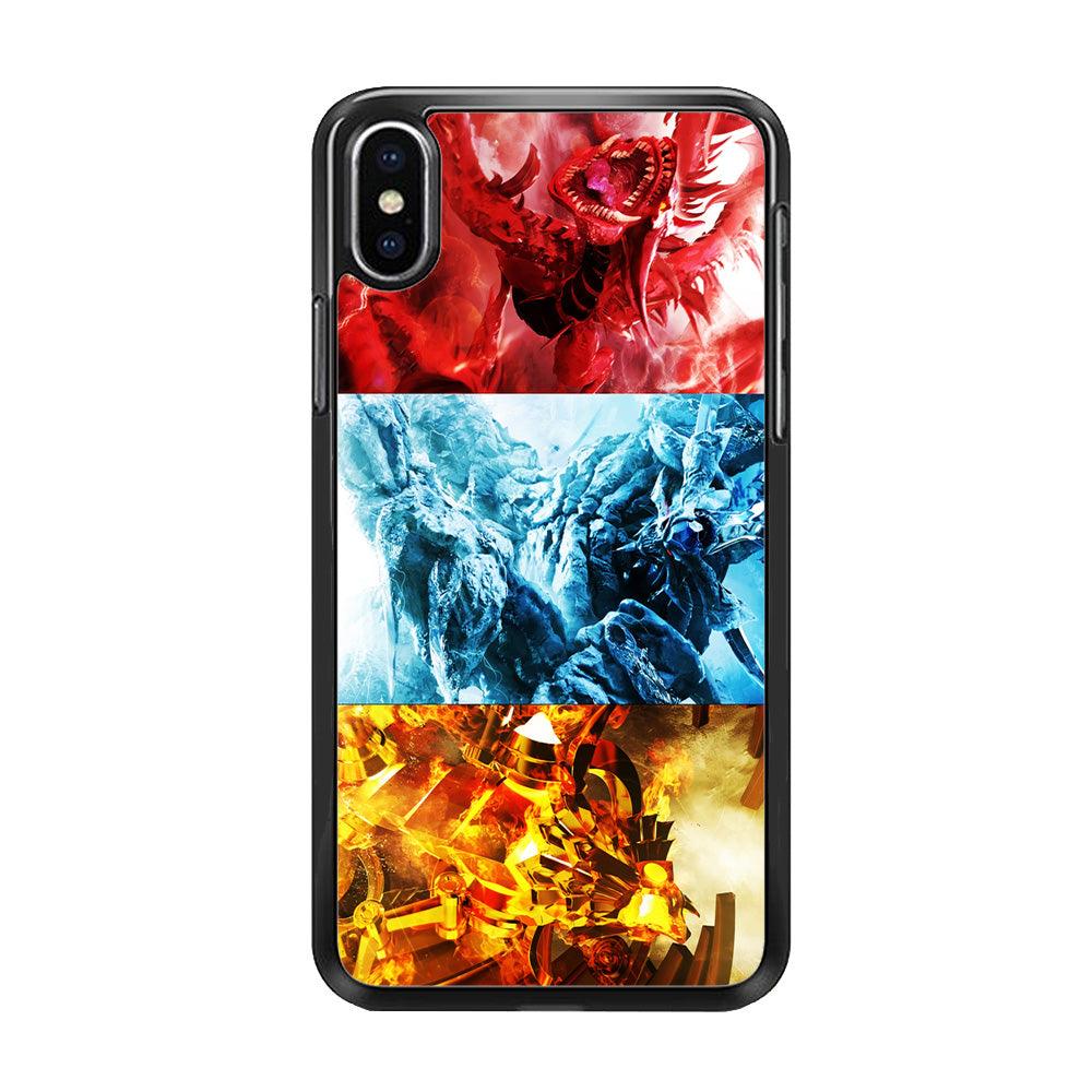 Yu-Gi-Oh 3 Egyptian Gods iPhone X Case-Rubber / Black (2D Case)-Xtracase
