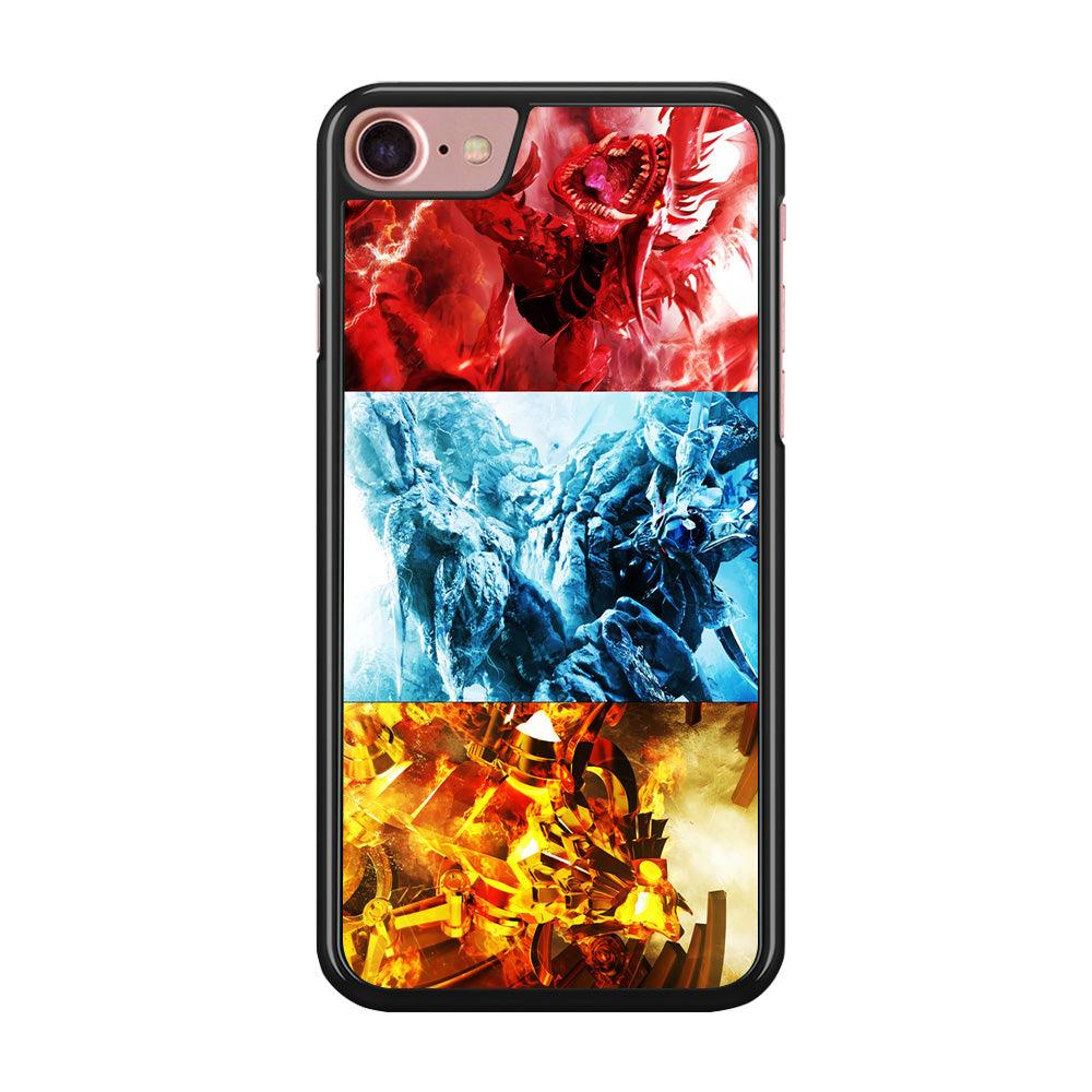 Yu-Gi-Oh 3 Egyptian Gods iPhone 7 Case-Rubber / Black (2D Case)-Xtracase