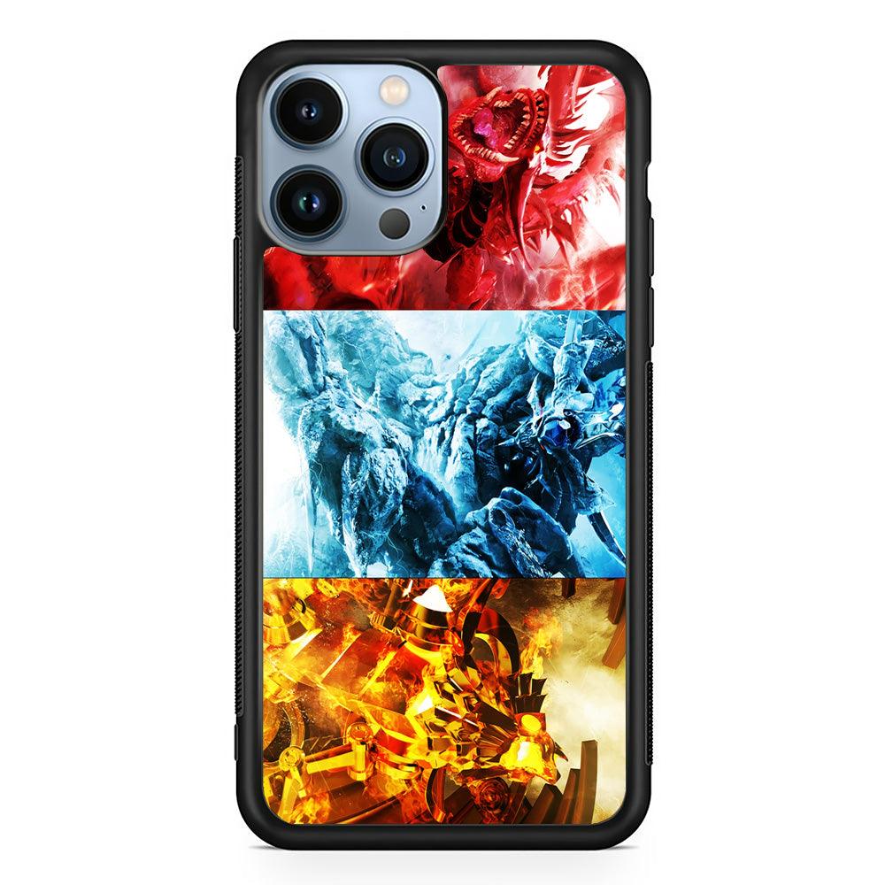 Yu-Gi-Oh 3 Egyptian Gods iPhone 13 Pro Max Case-Rubber / Black (2D Case)-Xtracase