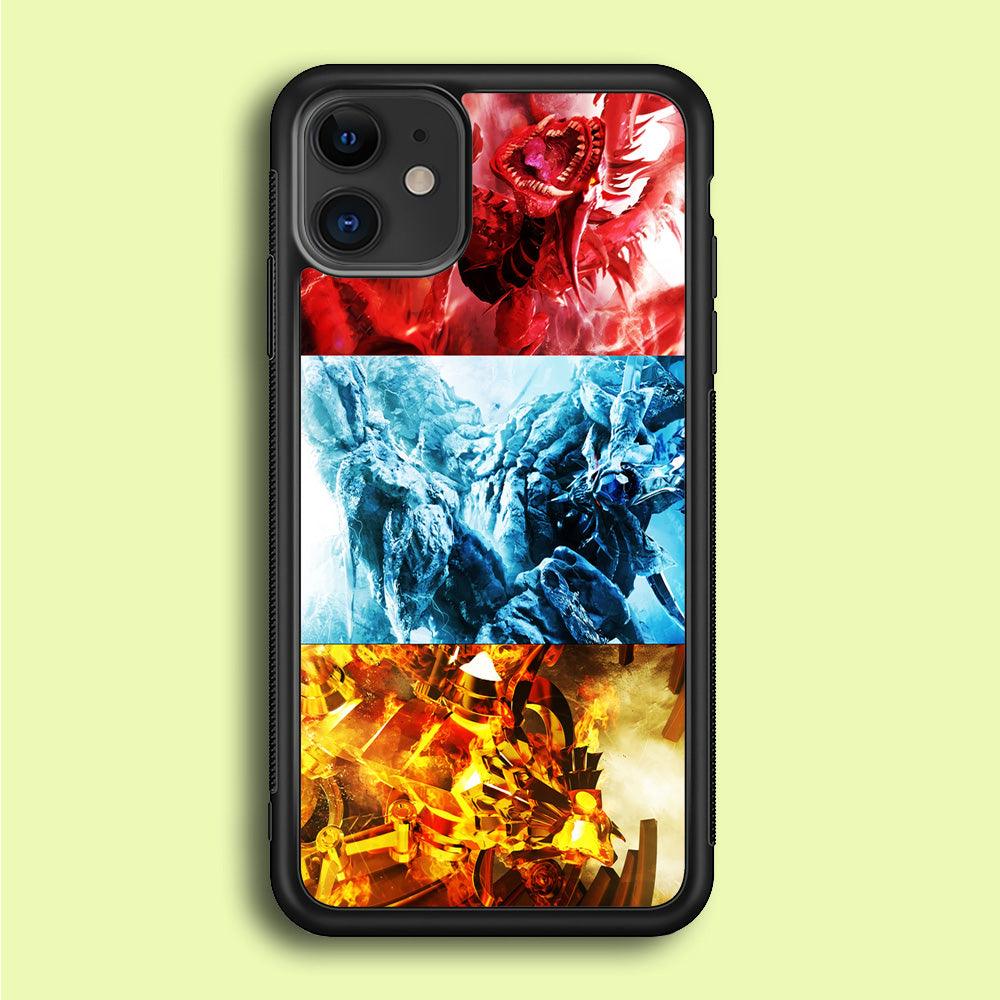 Yu-Gi-Oh 3 Egyptian Gods iPhone 12 Case-Rubber / Black (2D Case)-Xtracase