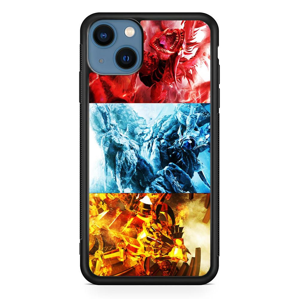 Yu-Gi-Oh 3 Egyptian Gods iPhone 13 Pro Case-Rubber / Black (2D Case)-Xtracase