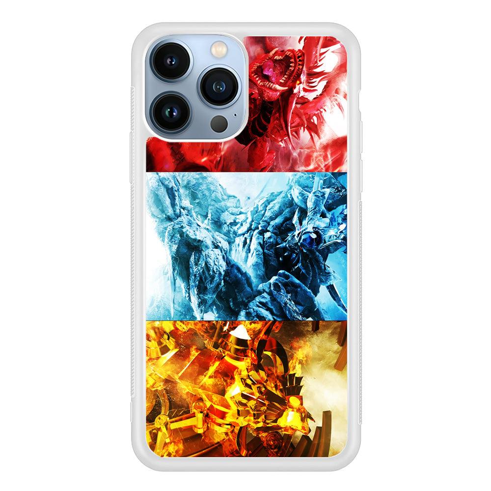 Yu-Gi-Oh 3 Egyptian Gods iPhone 13 Pro Max Case-Rubber / White (2D Case)-Xtracase