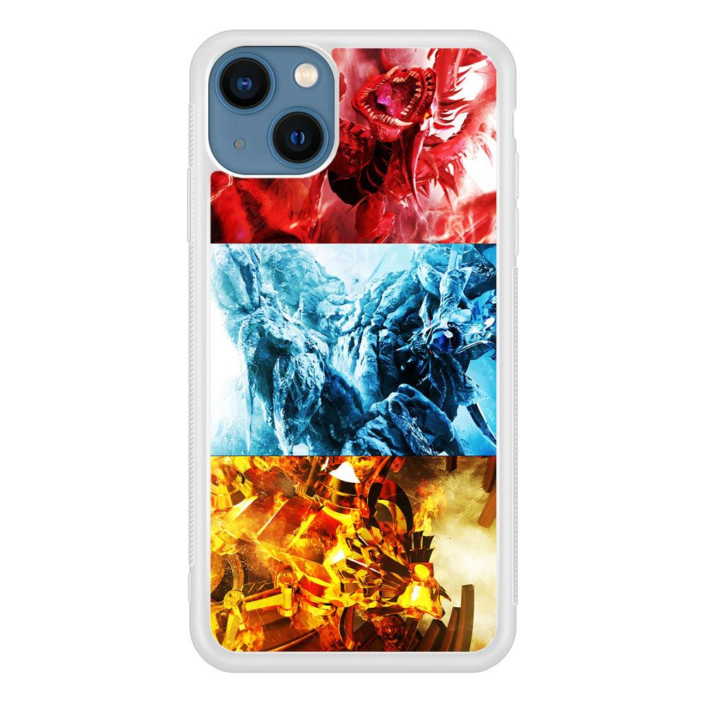 Yu-Gi-Oh 3 Egyptian Gods iPhone 13 Pro Case-Rubber / White (2D Case)-Xtracase