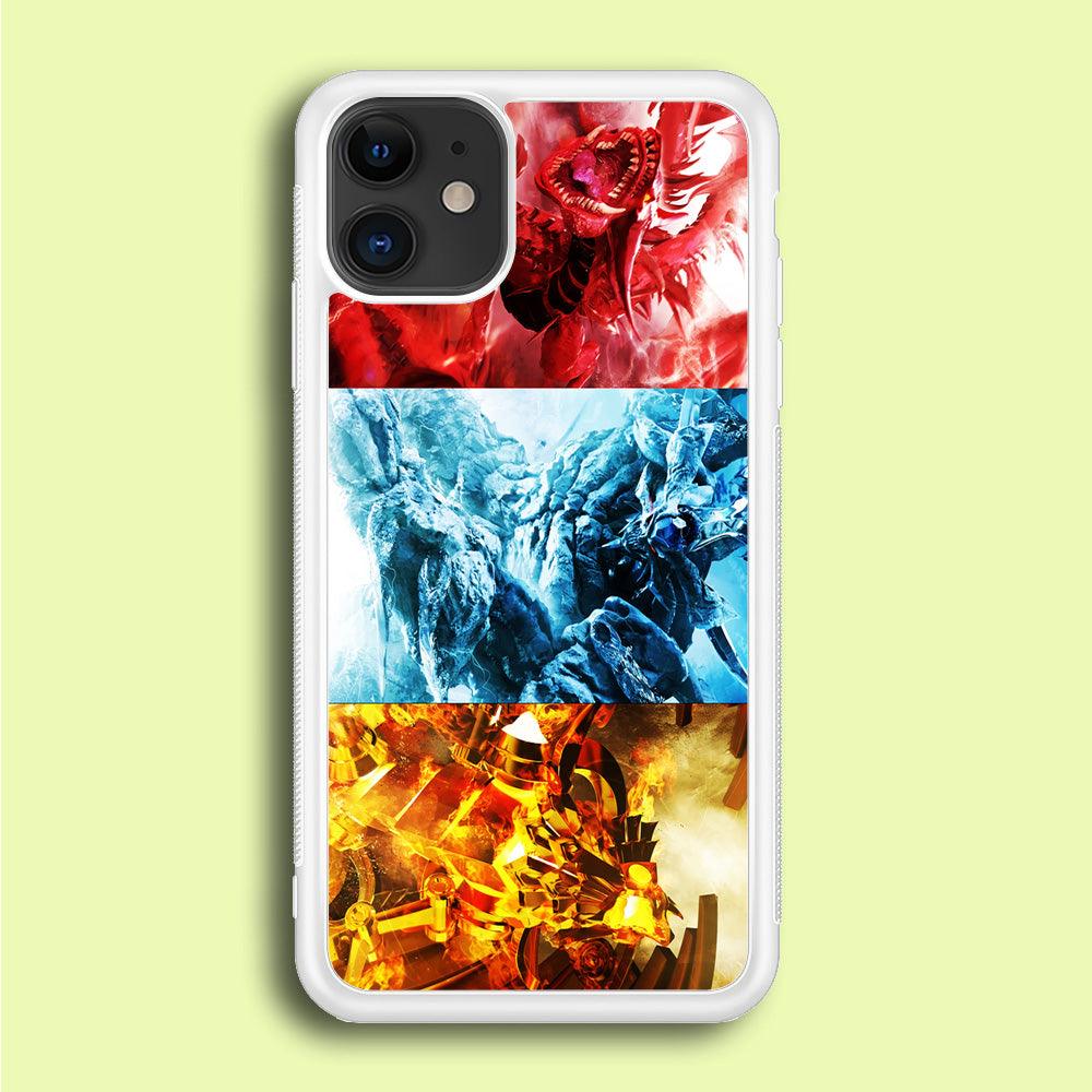 Yu-Gi-Oh 3 Egyptian Gods iPhone 12 Case-Rubber / White (2D Case)-Xtracase