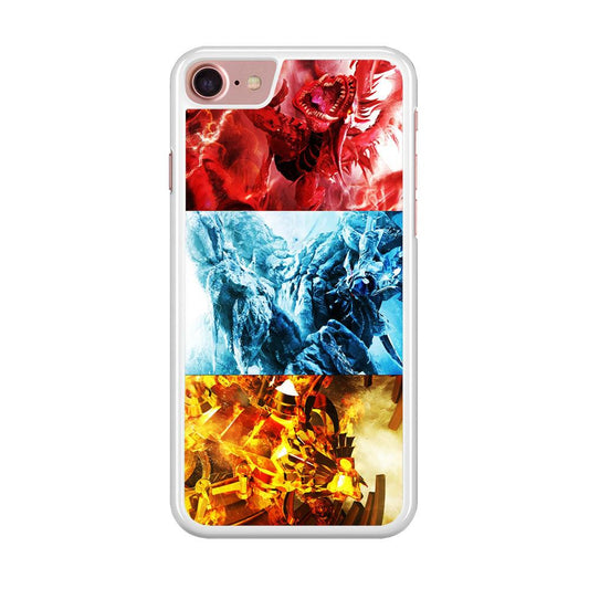 Yu-Gi-Oh 3 Egyptian Gods iPhone SE 2020 Case-Rubber / White (2D Case)-Xtracase