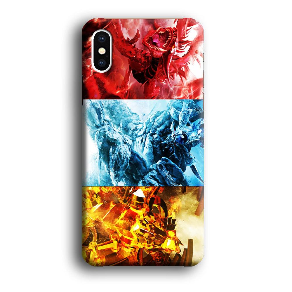 Yu-Gi-Oh 3 Egyptian Gods iPhone X Case-Plastic / Full Wrap (3D Case)-Xtracase