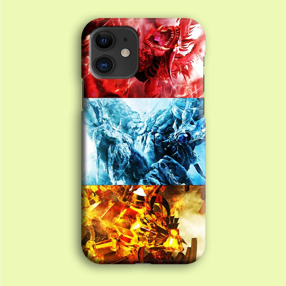Yu-Gi-Oh 3 Egyptian Gods iPhone 12 Case-Plastic / Full Wrap (3D Case)-Xtracase