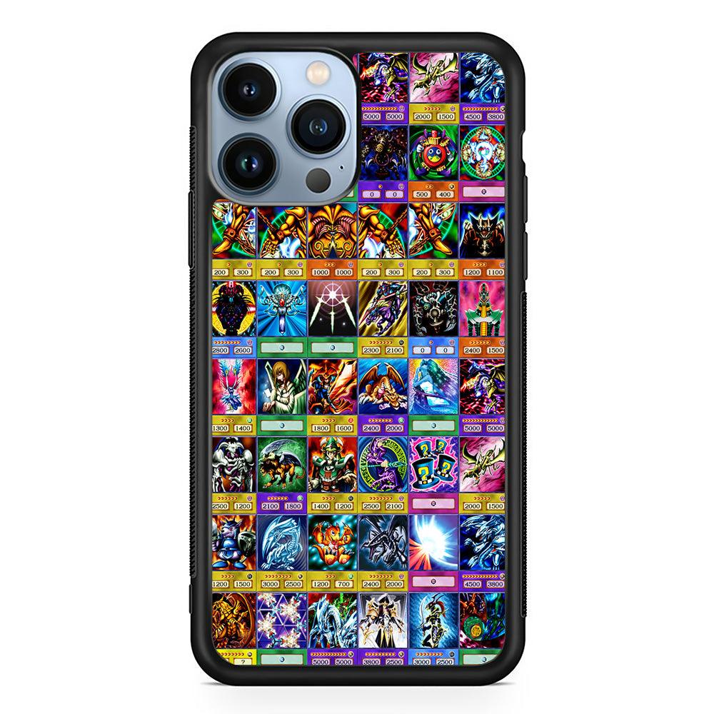 Yu-Gi-Oh Cards Collage iPhone 13 Pro Max Case-Rubber / Black (2D Case)-Xtracase
