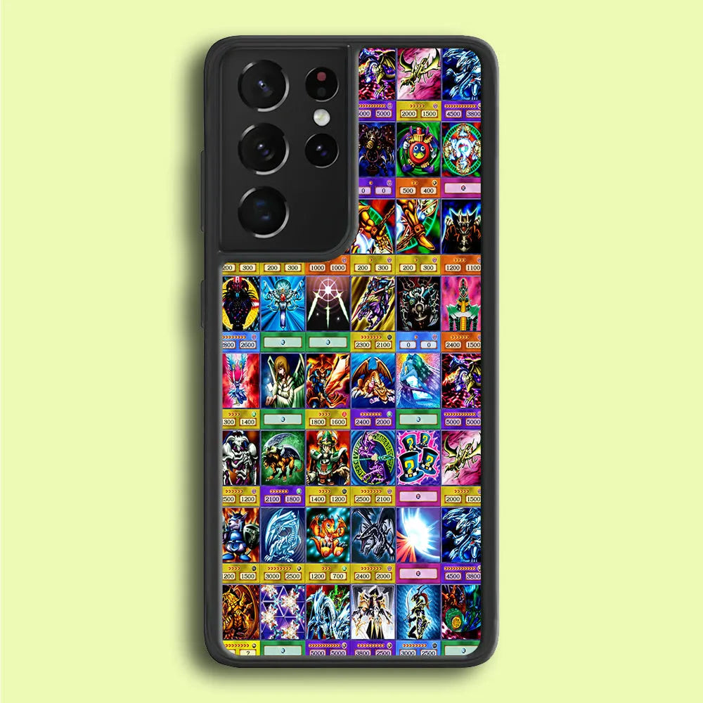 Yu-Gi-Oh Cards Collage Samsung Galaxy S25 Ultra Case-Rubber / Black (2D Case)-Xtracase