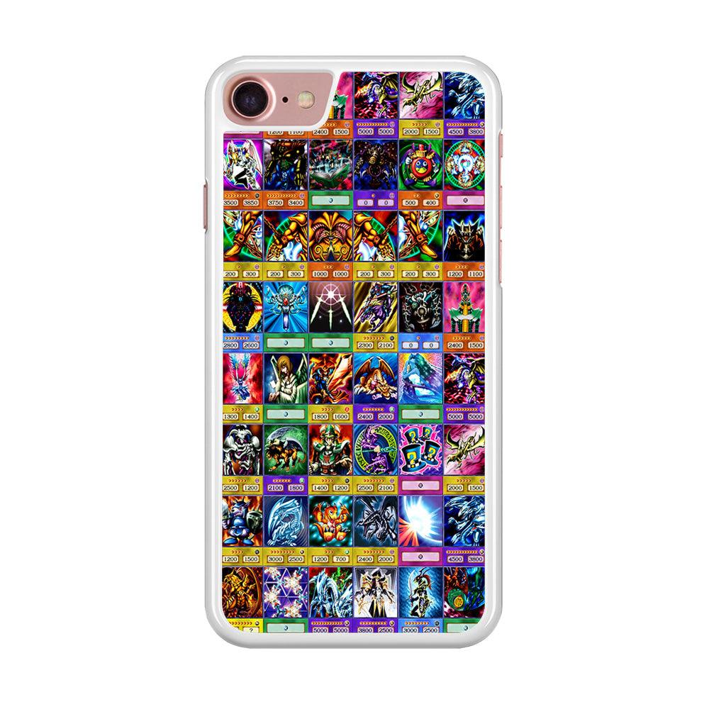 Yu-Gi-Oh Cards Collage iPhone 7 Case-Rubber / White (2D Case)-Xtracase